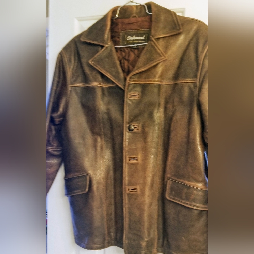 Oakwood Leather Jacket Coat  Brown Nubuck Rough Heavy Thinsulate